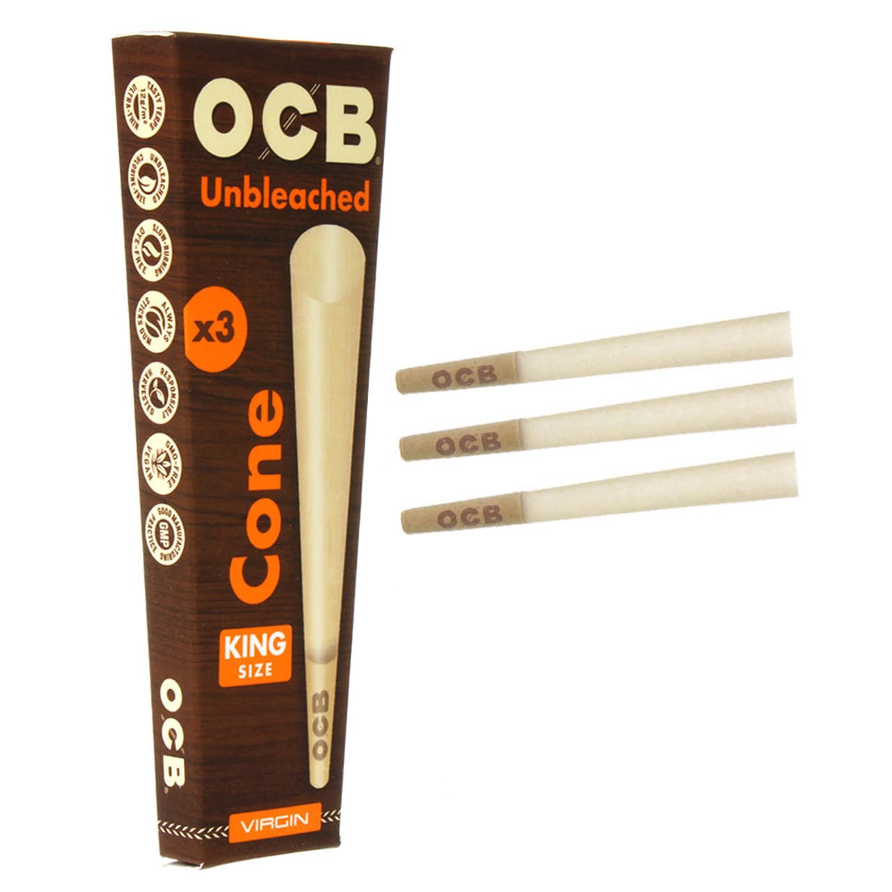Unbleached Virgin Cones King Size 3pk